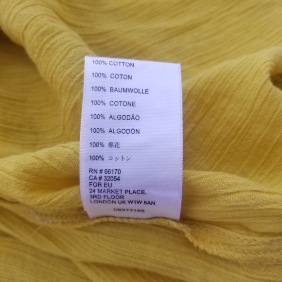 UO Boho Babydoll Yellow Tie Front Top - Picture 6 of 8